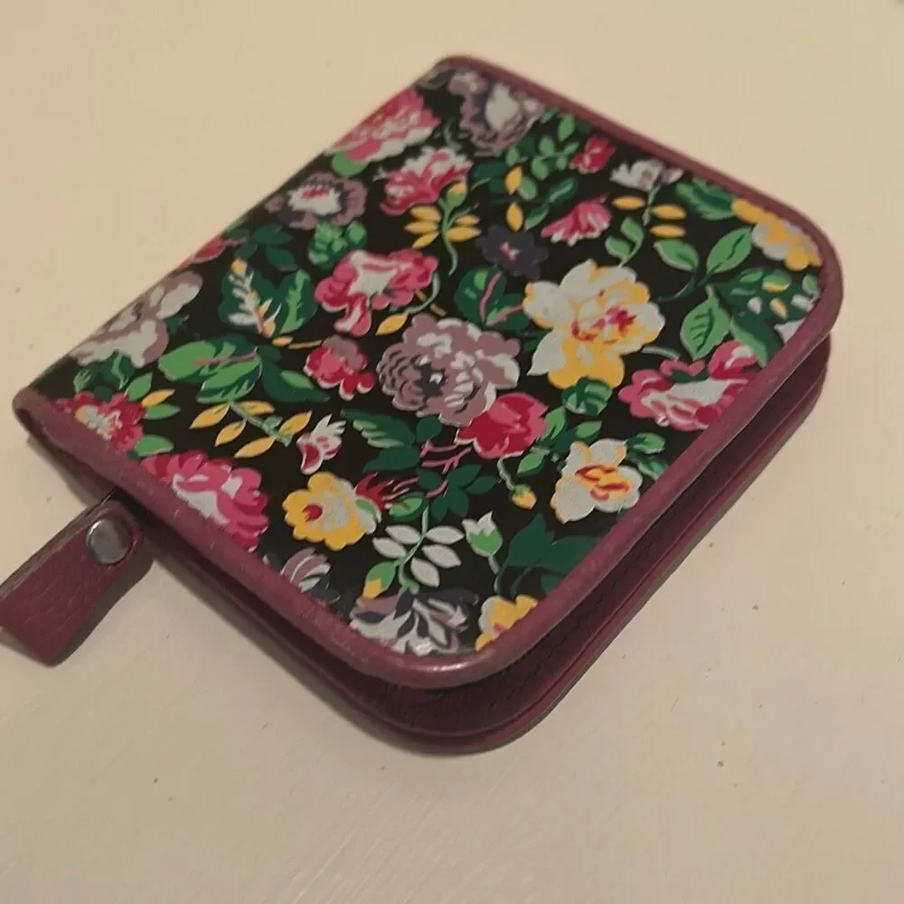 Kenzo Floral Leather Compact Wallet Vintage Flower Print Summer Grannycore